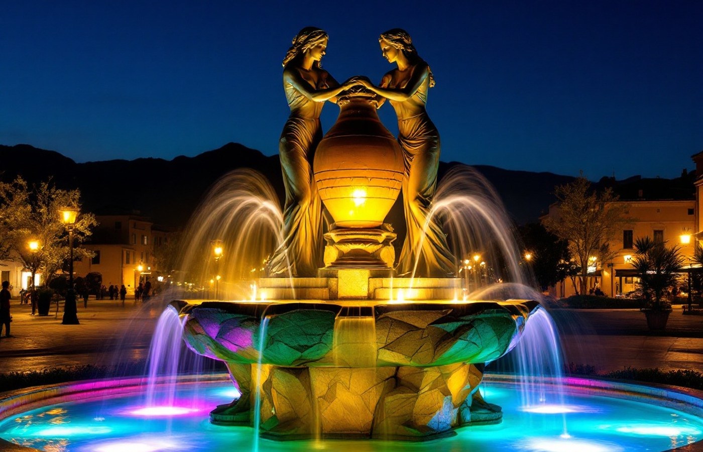 Fontana Luminosa at night
